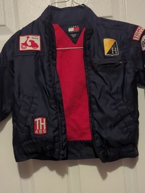 Tommy Hilfiger Navy Jacket with Red Lining and Patch Details